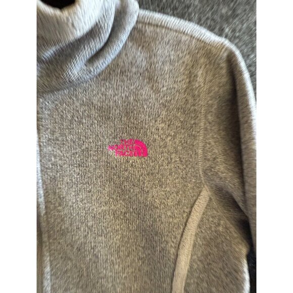 The North Face Girls Full-Zip Gray Fleece Jacket With Pink Logo M - Picture 4 of 10